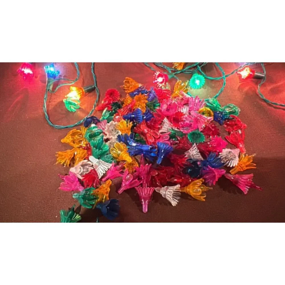Vintage Tulip Petal Flower Multicolor Christmas Strings light & Extra Bulbs